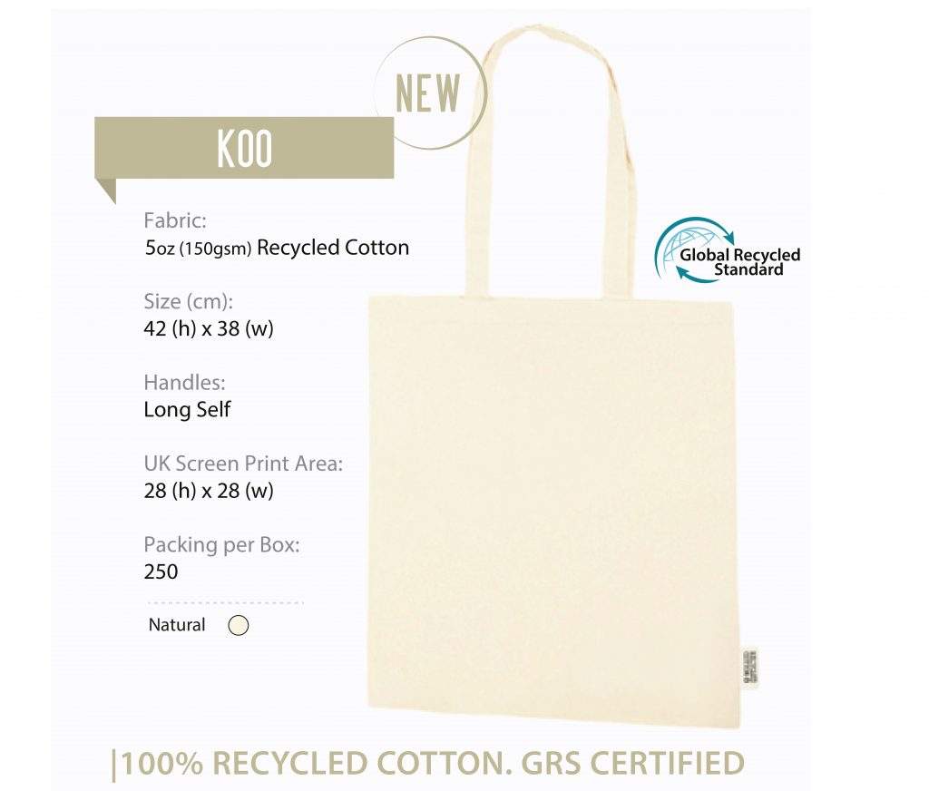 Recycled natural cotton bag