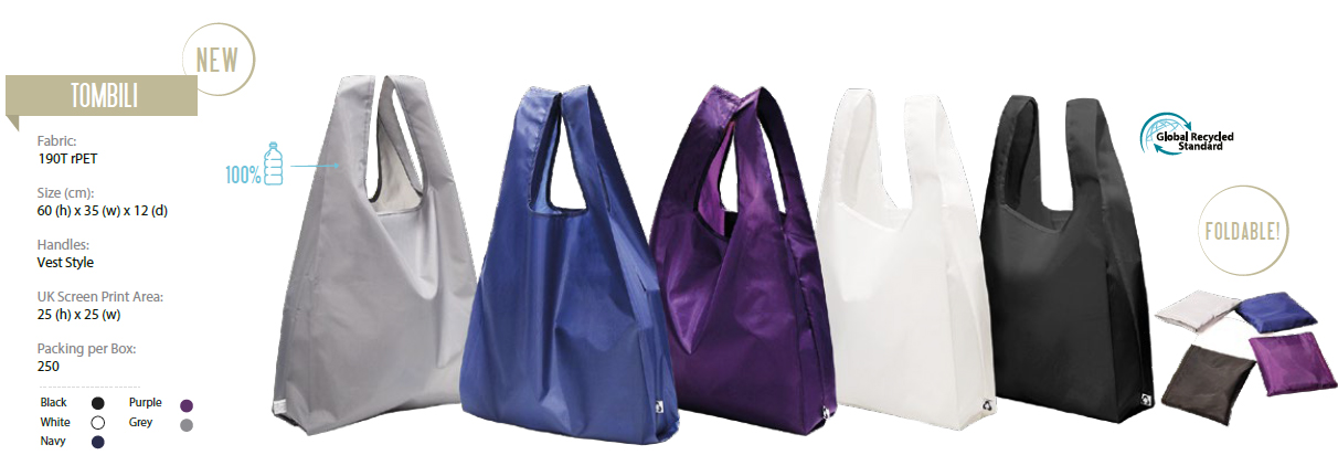 Foldable Shopper range made from Rpet