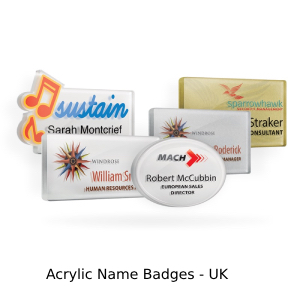 Range of Acrylic name badges - UK
