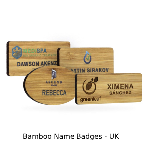 Range of Bamboo name badges - UK