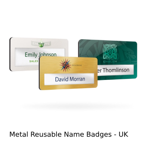 Metal reusable name badges - UK