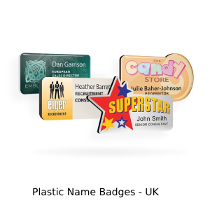 Range of plastic name badges - UK