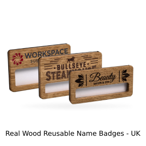Wood - Reusable name badges - UK