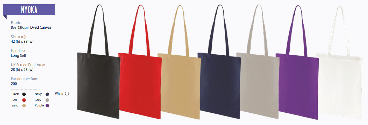 8oz cotton shopper bags range of 7 colours