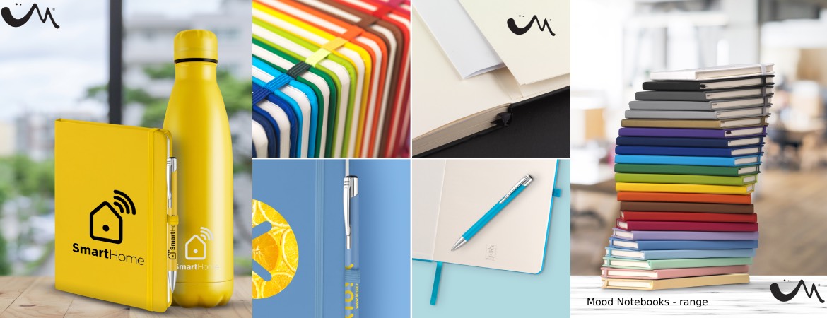 Montage of images of range of Mood notebooks
