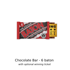 6 baton chocolate bar with winning ticket