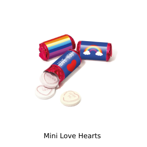 Mini packets of love hearts