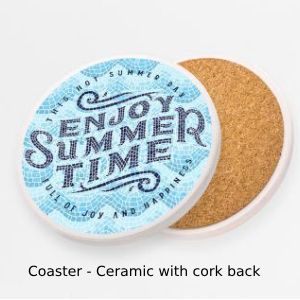 Coaster in ceramic with cork back