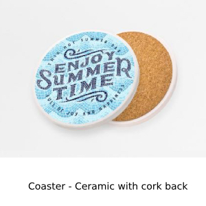 Coaster in ceramic showing cork back