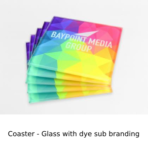 Coasters in glass with dye sub branding