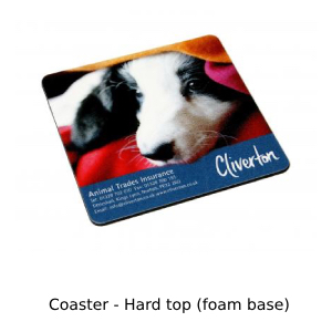Photo of coaster with hard top and foam base