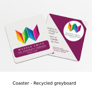 Coaster in recycled greyboard