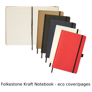 Photo of range of Kraft covered notebooks - recycled cover and pages