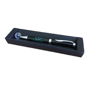 Pen and Pin in box with Samphire logo