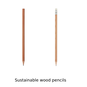 Photo of 2 sustainable wood pencils with and without eraser