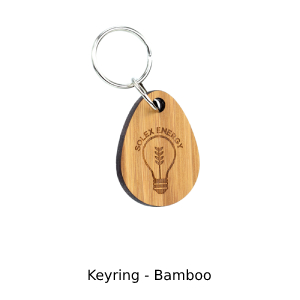 Photo showing bamboo keyring in teardrop shape