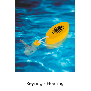 Photo showing yellow floating keyring in water