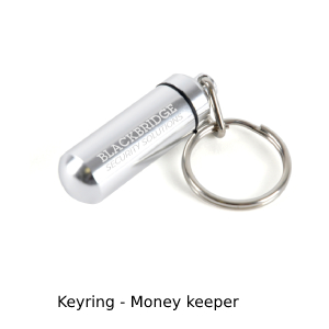 Photo showing silver colour twist top money note keeper