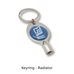 Photo of Radiator keyring in metal with doming label
