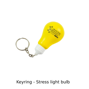 Photo of stress light bulb keyring with print