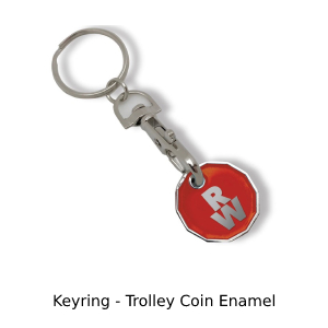 Photo of Metal trolley coin keyring with enamel