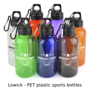 Colour range of PET plastic sports bottles
